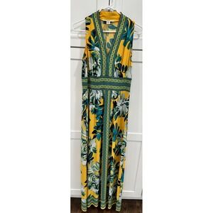 Wisp Maxi Dress Floral Print Sleeveless V‎ Neck Yellow Size 8